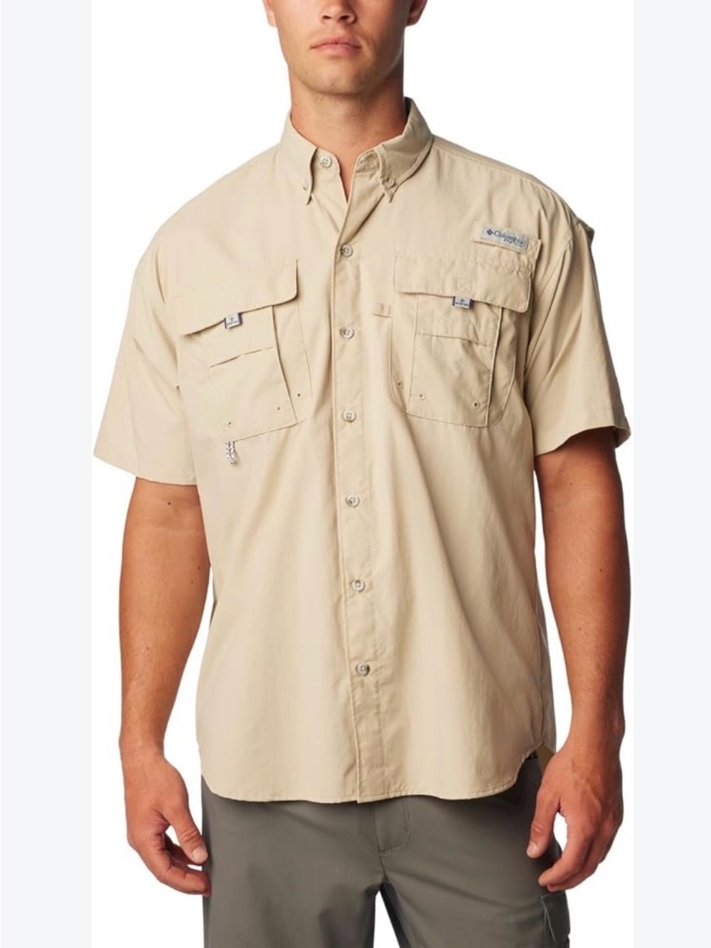 Columbia Men’s Short-Sleeve Outdoor Button-Down Shirt - Khaki